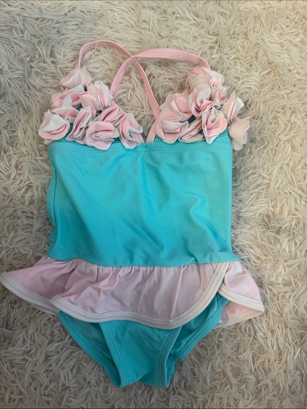 Floatimini Turquoise and Light Pink Ruffle One-Piece Swimsuit